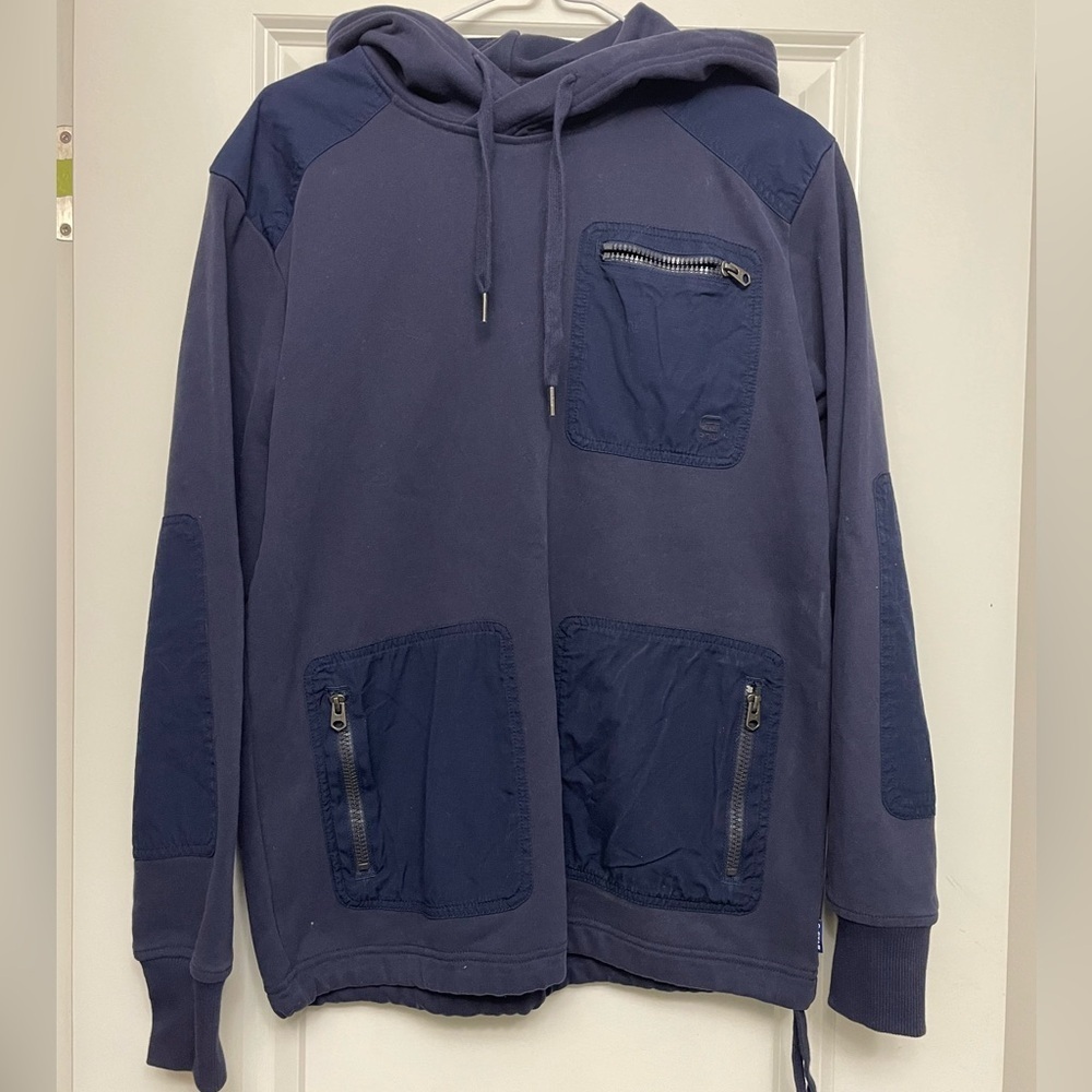 G STAR RAW- Arris Straight Hooded Sweater size small, navy NWT